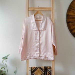 Vintage Victoria's Secret Pink Button Up with Embroidered Collar